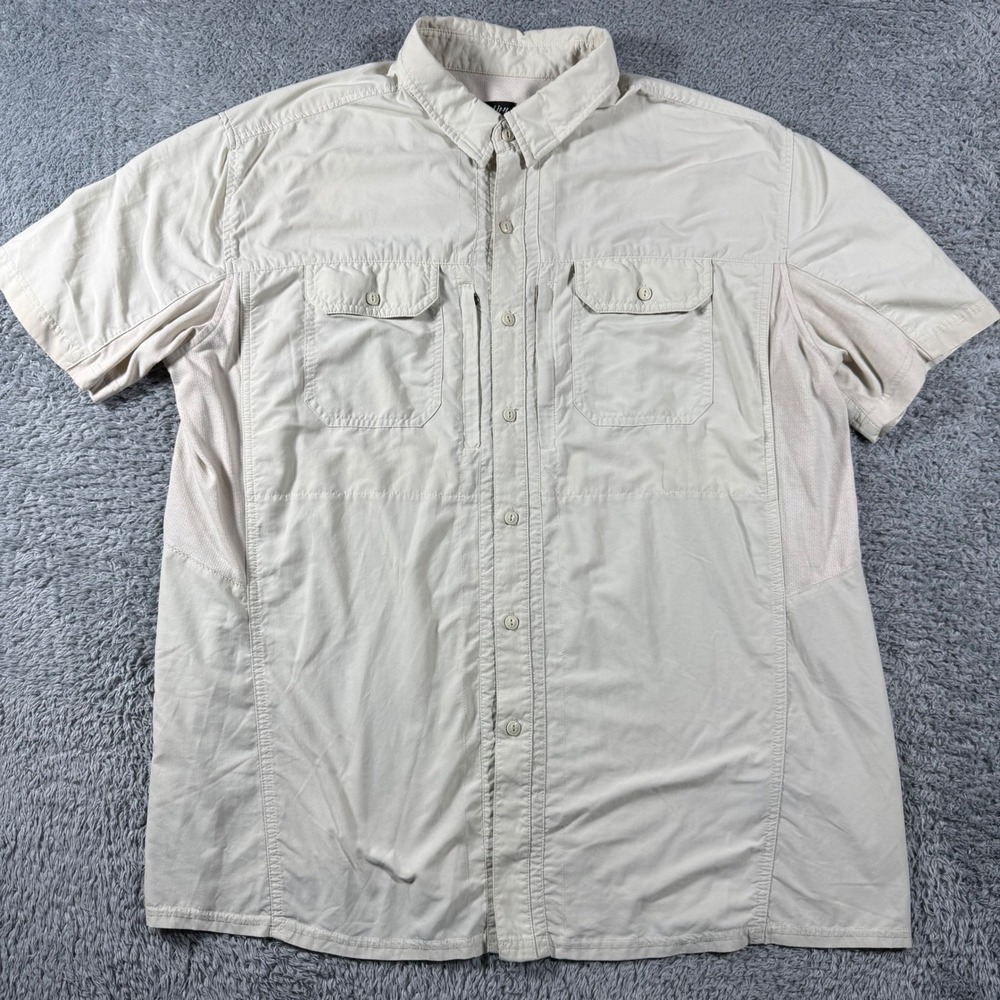 Kuhl Airspeed Shirt Mens XL Beige Button Up Hiking Outdoor Performance Tactical